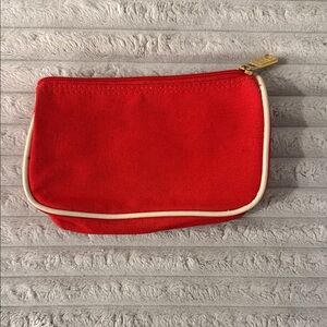 Elizabeth Arden Red Canvas Cosmetic Pouch with Cream Trim